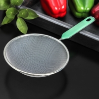 Сито для просеивания с ручкой Доляна «Хозяюшка», d=16 см, цвет зелёный Сито для просеивания с ручкой Доляна «Хозяюшка», d=16 см, цвет зелёный