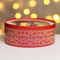 Новый год. Коробка подарочная новогодняя для макарун тубус с окном "Узор" 18 х 18 х 6 см. Новый год. Коробка подарочная новогодняя для макарун тубус с окном "Узор" 18 х 18 х 6 см.