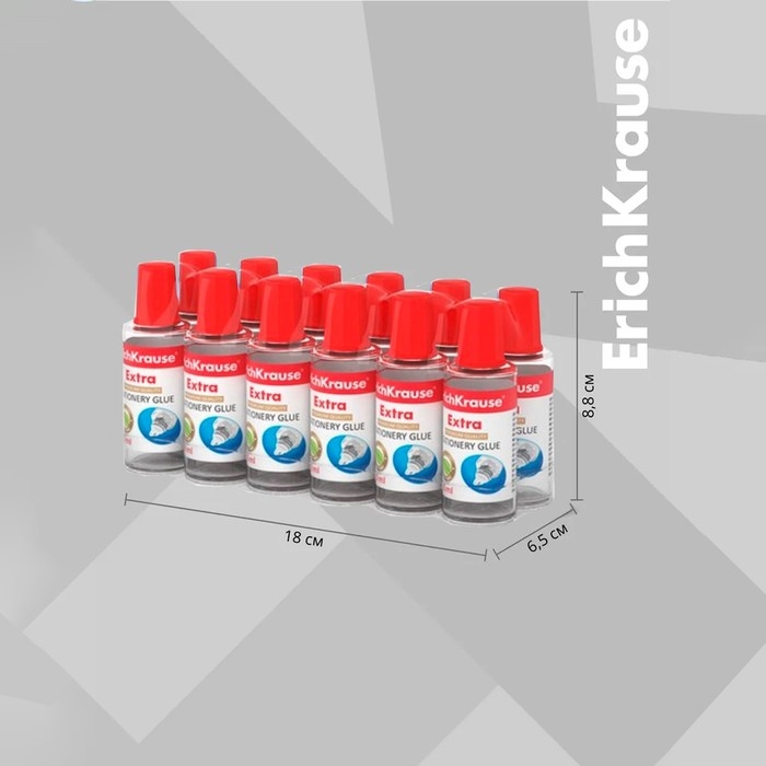 Клей канцелярский ErichKrause, 30 мл, с пластиковым аппликатором, подходит для бумаги, картона и ткани, морозостойкий