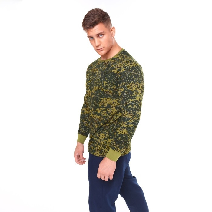 Лонгслив мужской с начёсом, пиксель МИКС, цвет тёмно-зелёный, размер 56 Лонгслив мужской с начёсом, пиксель МИКС, цвет тёмно-зелёный, размер 56