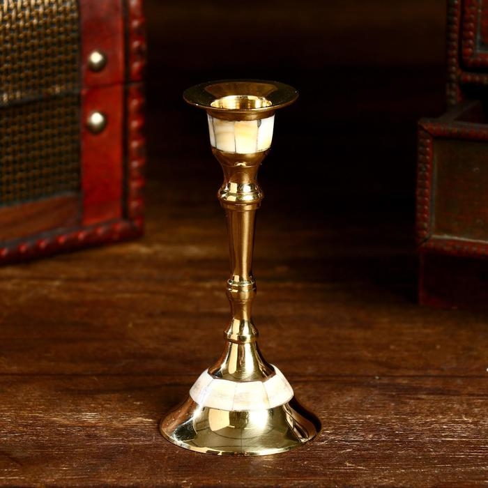 Подсвечник "Эниа" латунь, перламутр 5х5х11 см