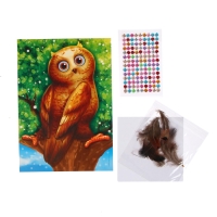 Аппликации перьями и стразами &laquo;Совёнок&raquo;