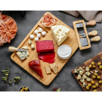 Набор для подачи сыра Доляна &laquo;Маасдам&raquo;, 4 ножа, соусник, бамбук