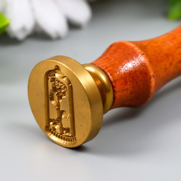 Печать для сургуча с деревянной ручкой Печать для сургуча с деревянной ручкой "Роза в колбе" 9х2,5х2,5 см