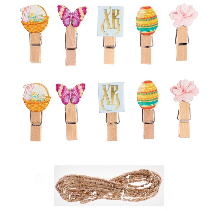 Прищепки декоративные «Пасхальные прищепки» набор 10 шт., 1.5 × 12 × 14 см Прищепки декоративные «Пасхальные прищепки» набор 10 шт., 1.5 × 12 × 14 см