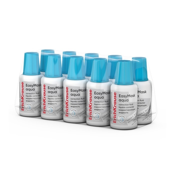 Корректирующая жидкость 20 мл, ErichKrause EasyMask Aqua, водная основа, кисть Корректирующая жидкость 20 мл, ErichKrause EasyMask Aqua, водная основа, кисть
