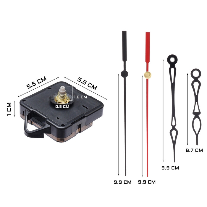 Часовой механизм со стрелками «Соломон-33», плавный ход, шток 16 мм, стрелки 67/99/99 мм Часовой механизм со стрелками «Соломон-33», плавный ход, шток 16 мм, стрелки 67/99/99 мм