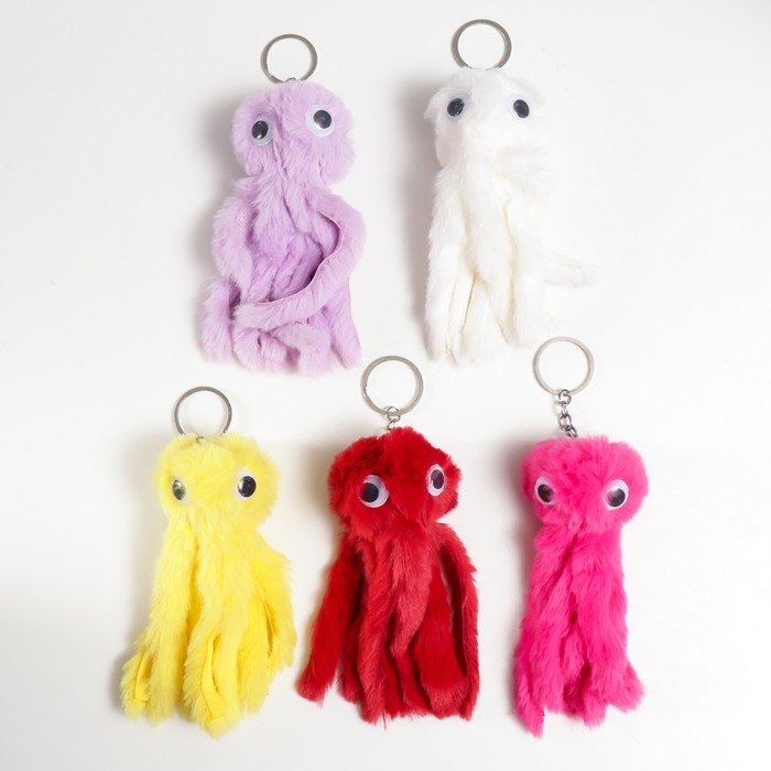 Пушистик на кольце "Маленький осьминожек" МИКС 14х5х5 см