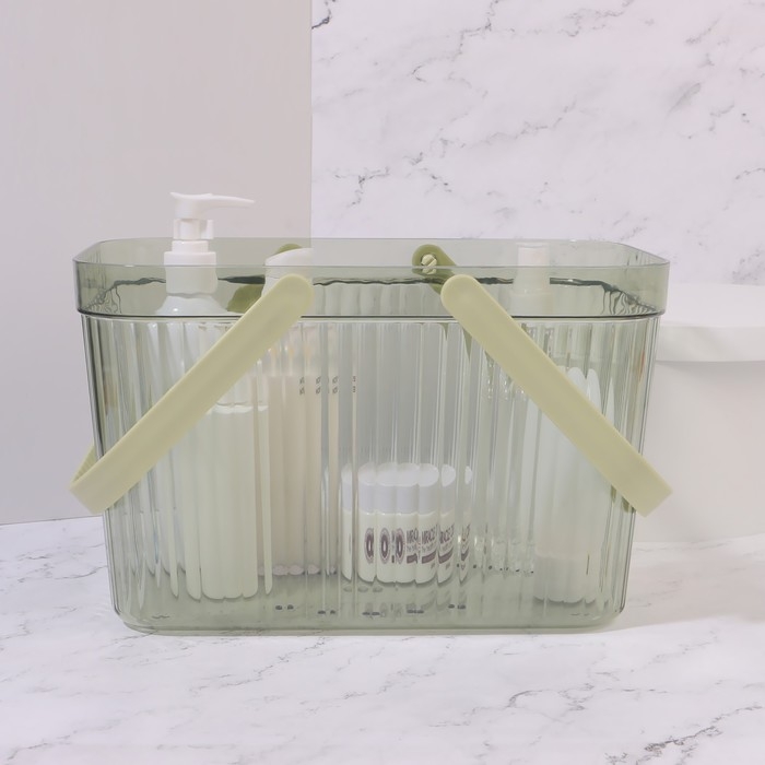 Органайзер для хранения, корзинка с ручками, 1 секция, 27 &times; 17 &times; 16,5 см, цвет полупрозрачный/МИКС