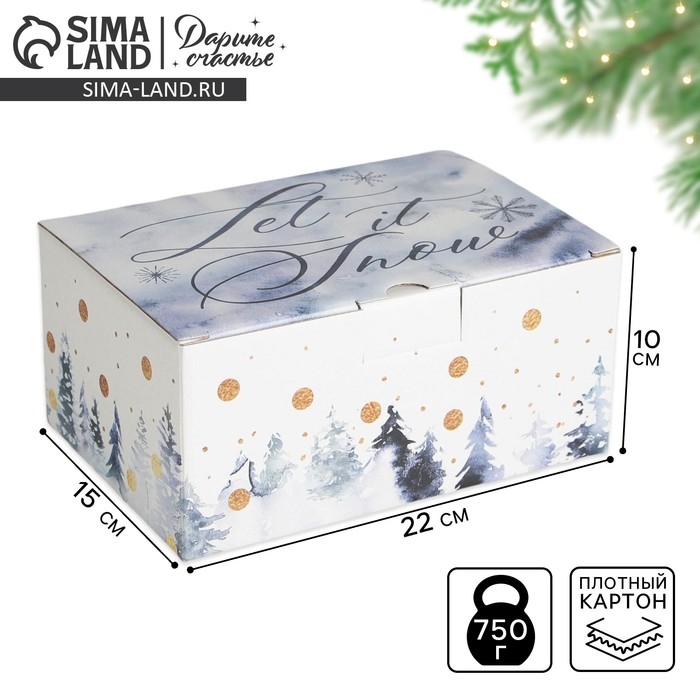 Коробка подарочная новогодняя складная &laquo;Let it snow&raquo;, 22 х 15 х 10 см, Новый год