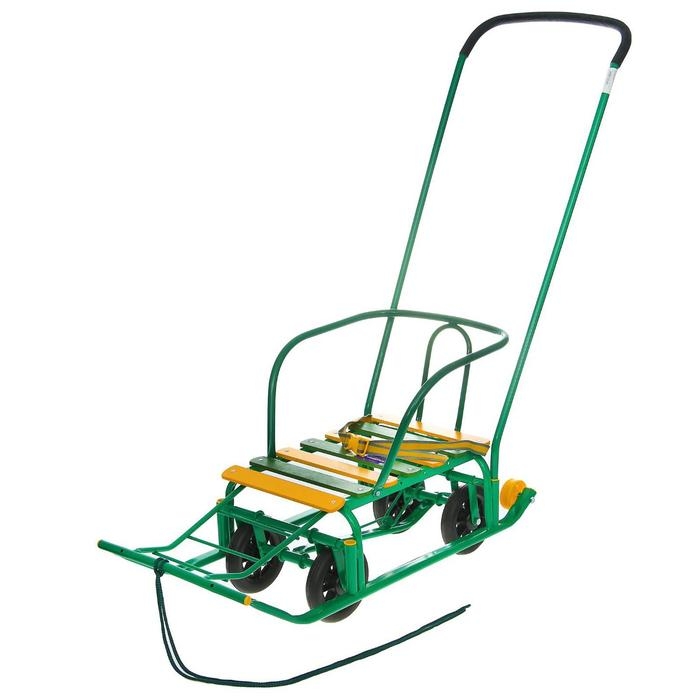 Санки &laquo;Тимка 5 универсал&raquo; с толкателем, цвет зелёный