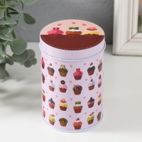 Шкатулка металл цилиндр "Кексики" 7,5х7,5х11 см Шкатулка металл цилиндр "Кексики" 7,5х7,5х11 см