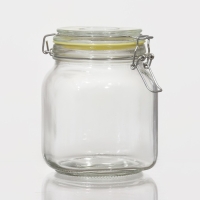 Банка стеклянная для сыпучих продуктов с бугельным замком &laquo;Радуга&raquo;, 900 мл, 12&times;11&times;15 см, цвет МИКС