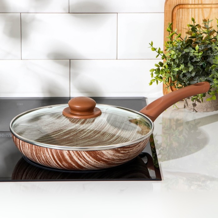 Сковорода глубокая Kantry, d=26 см, стеклянная крышка, пластиковая ручка, антипригарное покрытие, цвет бордовый Сковорода глубокая Kantry, d=26 см, стеклянная крышка, пластиковая ручка, антипригарное покрытие, цвет бордовый