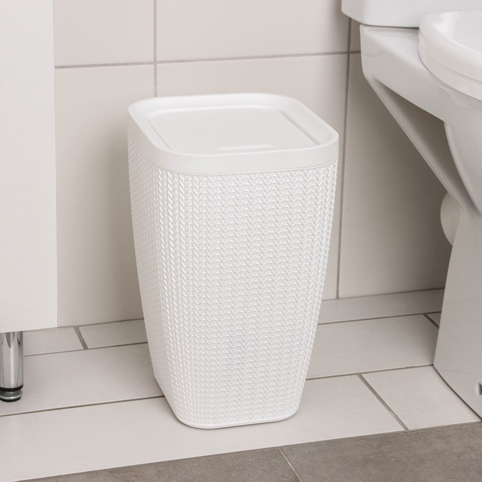 Контейнер для мусора &laquo;Вязаное плетение&raquo;, 10 л, цвет белый