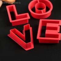 Набор форм для печенья Доляна &laquo;Любовь&raquo;, 4 шт, 6&times;5,5&times;1,5 см, цвет красный