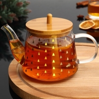 Чайник заварочный стеклянный с бамбуковой крышкой Дорого внимание «Время чудес», 600 мл Чайник заварочный стеклянный с бамбуковой крышкой Дорого внимание «Время чудес», 600 мл