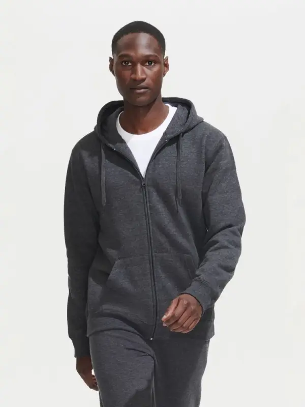 Толстовка мужская на молнии с капюшоном Seven Men 290, серый меланж, размер S