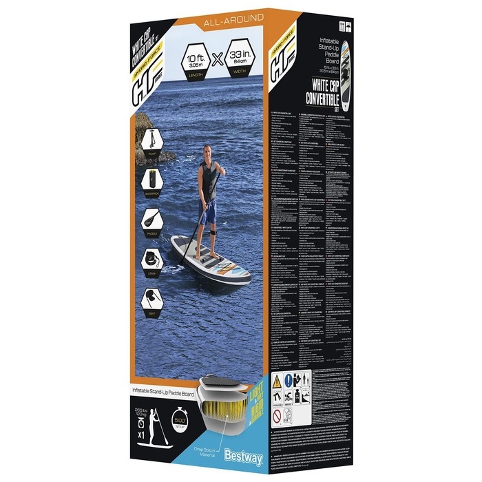 SUP-доска Bestway White Cap Convertible, 305&times;84&times;12 см, комплект: насос, лиш, киль, сумка, сиденье, 65341