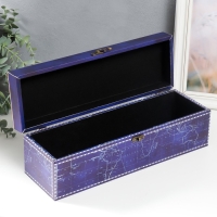 Шкатулка дерево под бутылку "Карта мира" кожзам, синяя 35х11х11 см Шкатулка дерево под бутылку "Карта мира" кожзам, синяя 35х11х11 см