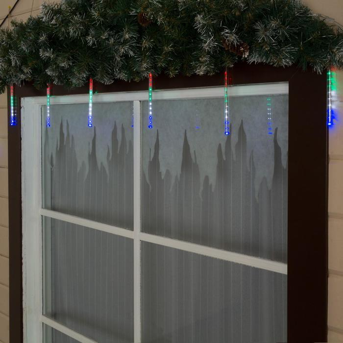 Гирлянда &laquo;Сосульки&raquo; 2.4 &times; 0.2 м, IP44, прозрачная нить, 96 LED, свечение мульти с эффектом стекания, 12 В