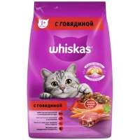 Сухой корм Whiskas для кошек, подушечки, паштет с говядиной,  1900 гр