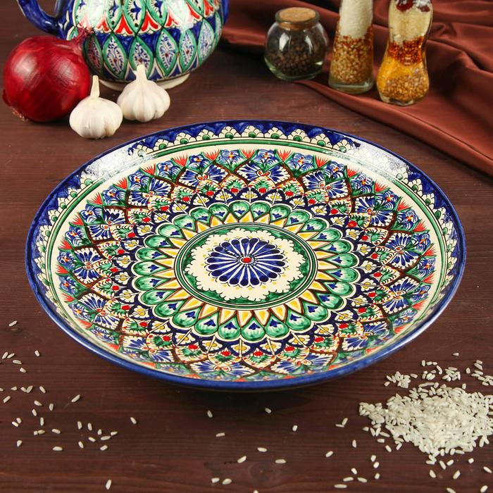 Ляган Риштанская Керамика Ляган Риштанская Керамика "Узоры", 31 см, синий