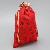 Мешочек подарочный замша &laquo;Тепла и Уюта&raquo;, снежинки, тиснение, 16 х 24 см +/- 1.5 см, Новый год
