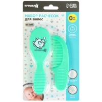 Расчёска детская + массажная щётка для волос, от 0 мес., цвет зелёный, рисунок МИКС Расчёска детская + массажная щётка для волос, от 0 мес., цвет зелёный, рисунок МИКС