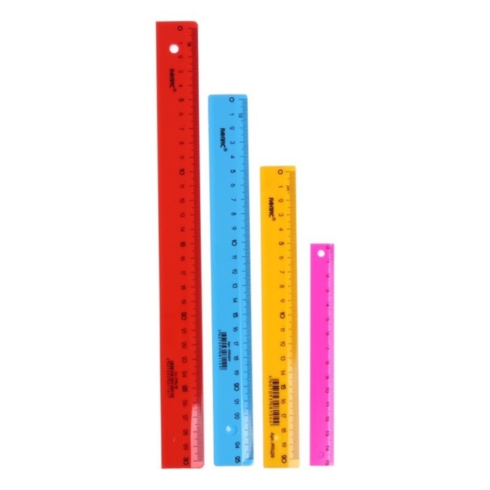 Набор 4 линейки Calligrata Набор 4 линейки Calligrata "Neon", 15, 20, 25 и 30 см, непрозрачная, европодвес, микс