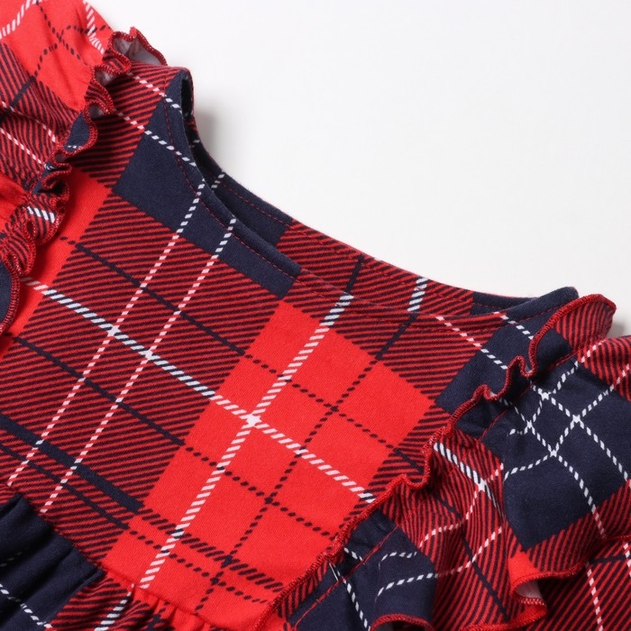 Платье детское с рюшами KAFTAN "Клетка" р.34 (122-128 см)