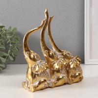 Сувенир полистоун "Три слона. Индейские узоры" золото 18,3х6,7х20 см