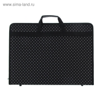 Папка для чертежей и рисунков для художников А3, 470 х 350 х 40 мм, с ручками, каркасная, текстильная, "Вдохновение" 2В31, с внешним карманом, белый горох