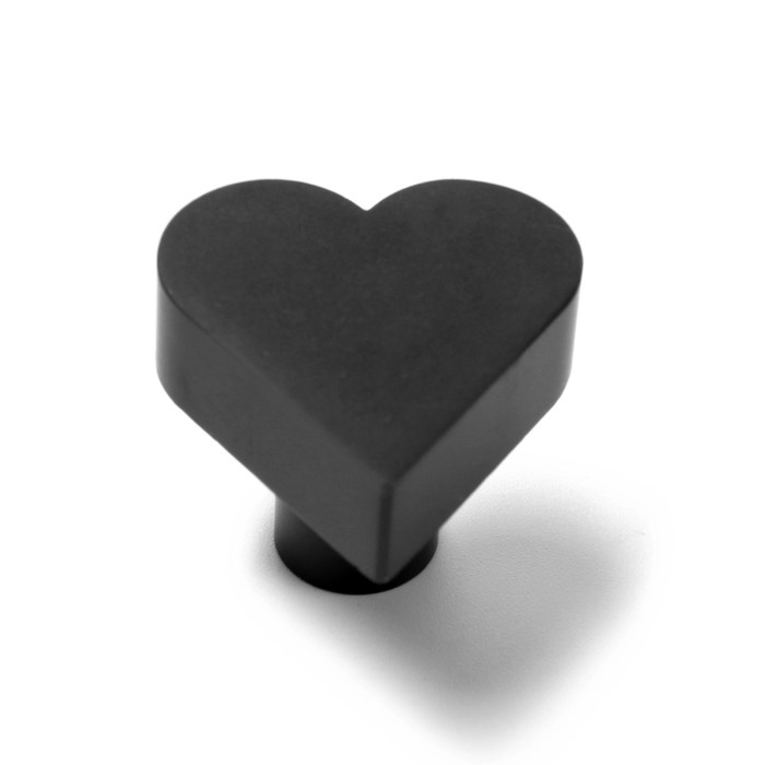 Ручка кнопка мебельная “HEART“, цвет черный Ручка кнопка мебельная “HEART“, цвет черный