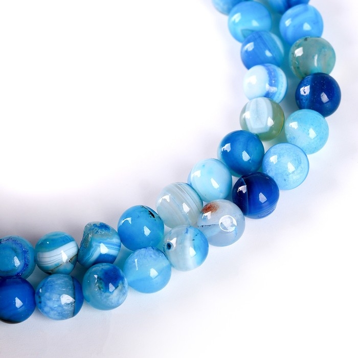 Бусины из натурального камня &laquo;Голубой агат&raquo; набор 36 шт., размер 1 шт. &mdash; 10 мм