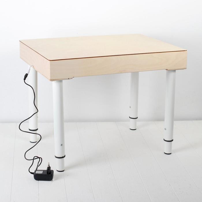 Стол для рисования песком, 42 &times; 60 см, с крышкой, фанера, оргстекло, подсветка цветная