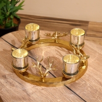 Подсвечник на 4 свечи "Рожки" алюминий 30х30х10 см Подсвечник на 4 свечи "Рожки" алюминий 30х30х10 см