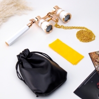 Бинокль театральный, телескопическая ручка, цепочка, белый Бинокль театральный, телескопическая ручка, цепочка, белый