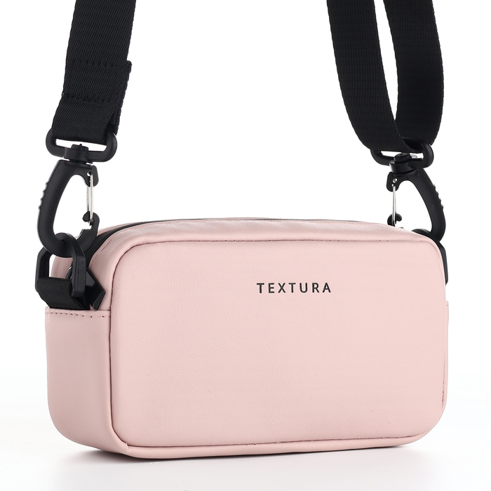 Сумка женская на молнии, TEXTURA, маленький размер, длинный ремень, цвет розовый Сумка женская на молнии, TEXTURA, маленький размер, длинный ремень, цвет розовый