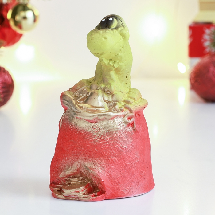 Новый год. Символ 2025. Копилка "Змея в мешке" 7х7х12см