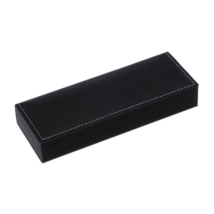 Ручка подарочная перьевая в кожзам футляре, корпус матовый черный, золото Ручка подарочная перьевая в кожзам футляре, корпус матовый черный, золото