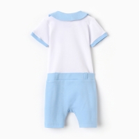 Боди детское цвет белый-голубой (62 (1-3 мес)