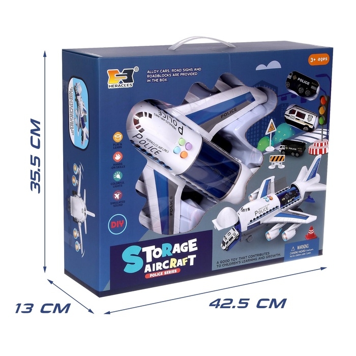 Парковка &laquo;Полицейский самолет&raquo;, с машинками, световые и звуковые эффекты