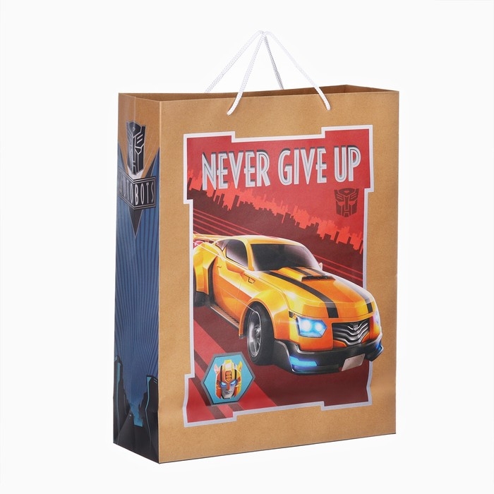 Пакет подарочный крафт Пакет подарочный крафт "Happy Birthday" 40х31х11.5 см, Трансформеры
