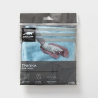 Тряпка для пола Raccoon, 250 г/м&sup2;, 50&times;30 см, микрофибра, с оверлоком, 1 шт, цвет голубой