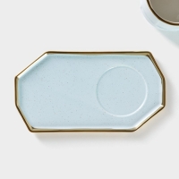 Чайная пара с ложкой &laquo;Весна&raquo;, кружка 300 мл, 11,5&times;8&times;8 см, блюдце 19,5&times;10,5 см, керамика, цвет голубой