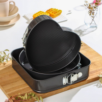 Набор форм для выпечки Доляна &laquo;Элин&raquo;, 3 предмета: d=25/21/26 см, съёмное дно, антипригарное покрытие, цвет чёрный