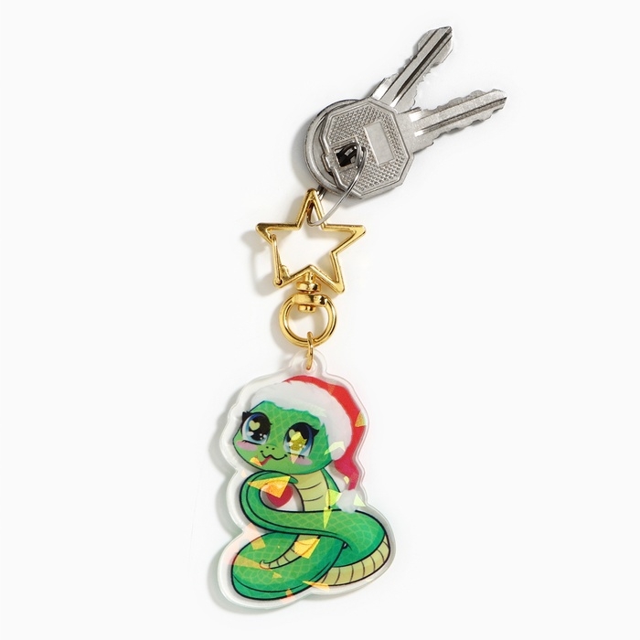 Брелок новогодний, для ключей, голографический &laquo;Новогодняя звезда&raquo; 3.6 х 9 см