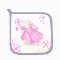 Набор кухонный Кролик прихватка 19х19см, полотенце вафля 35х60см