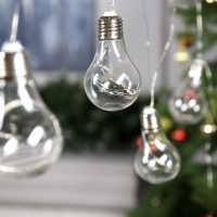 Гирлянда &laquo;Нить&raquo; 3 м с насадками &laquo;Лампочки&raquo;, IP20, серебристая нить, 100 LED, свечение белое, 3.5 В